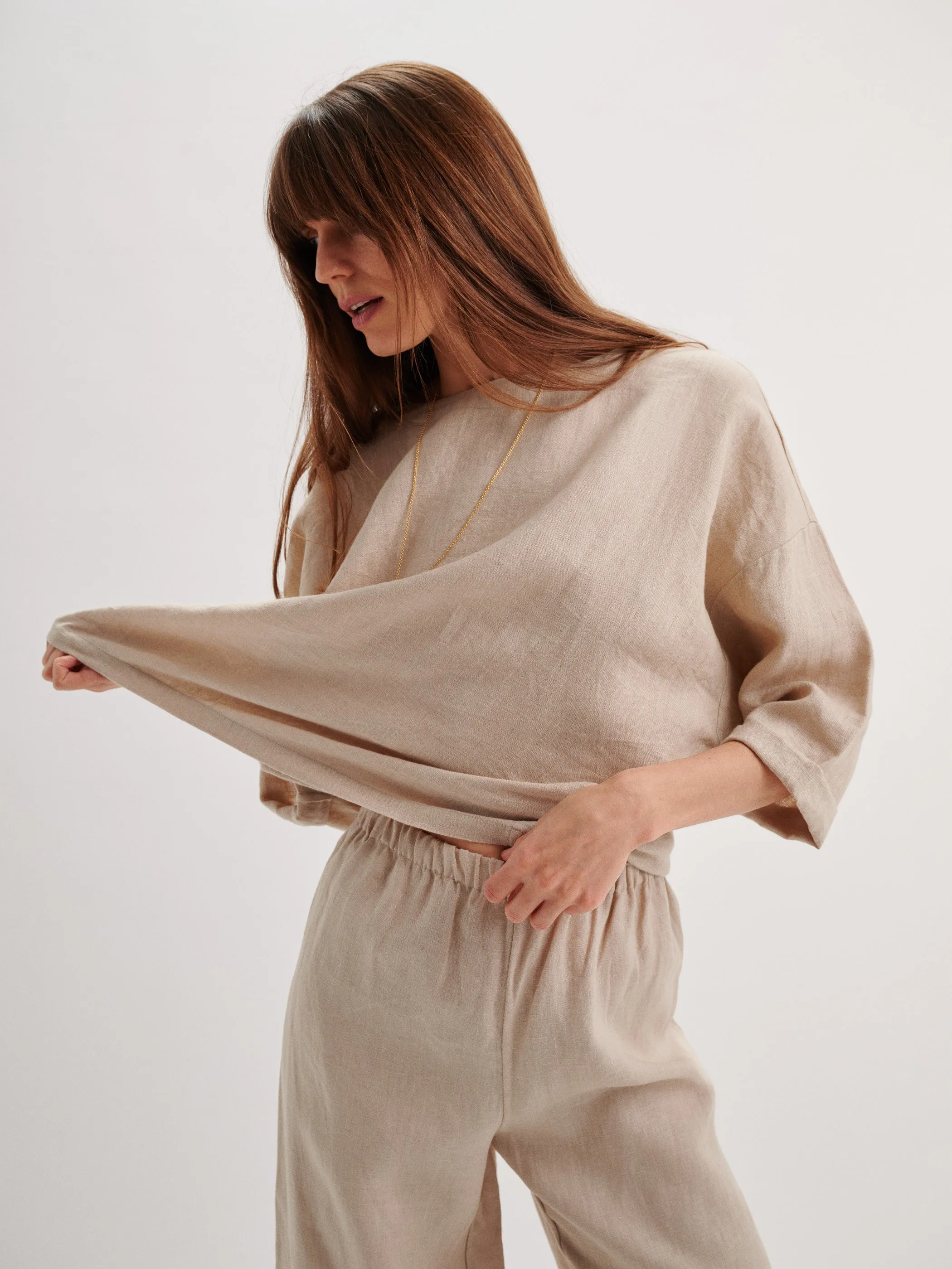 The Saria Top in Linen