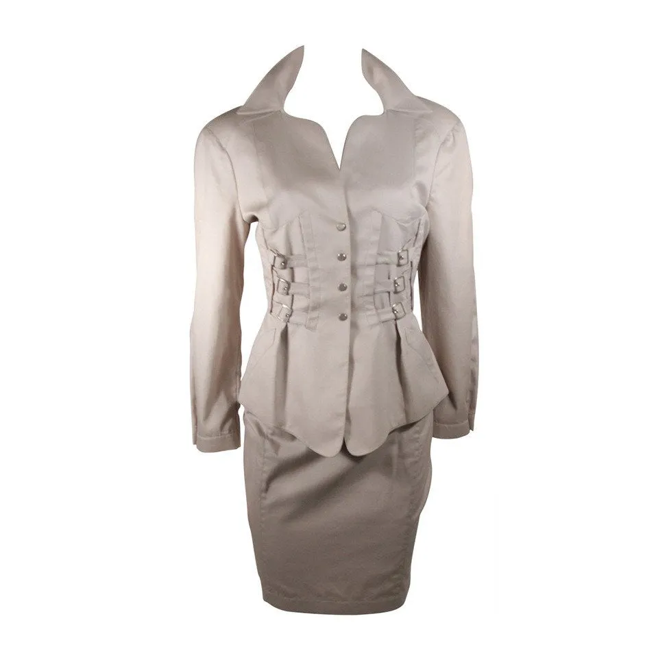 THIERRY MUGLER Khaki Military and Safari Style Suit Size 40