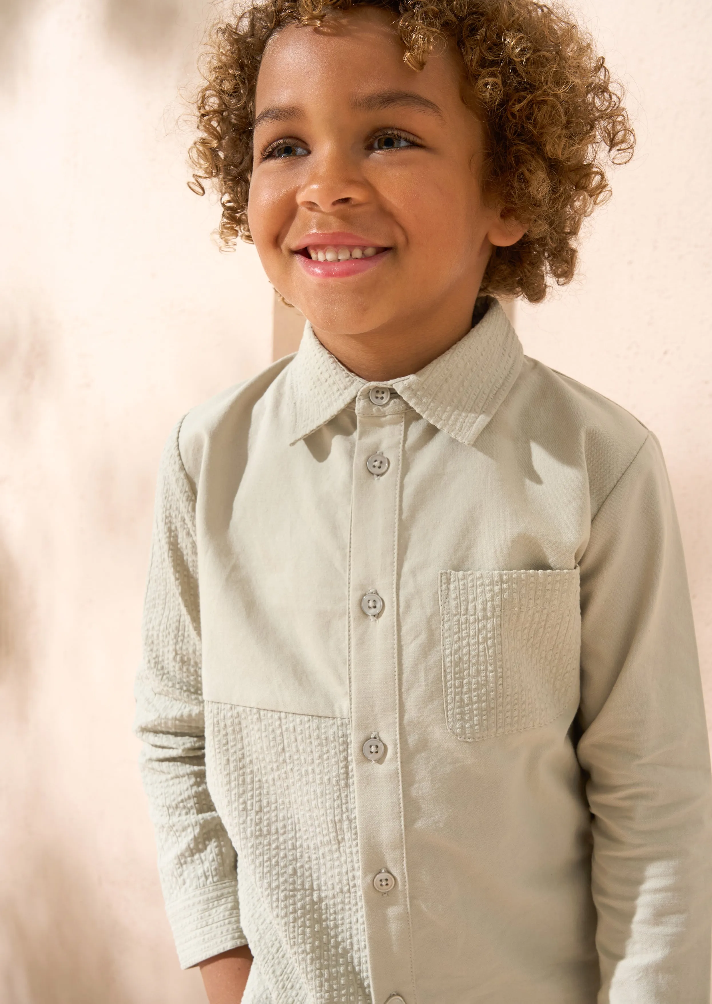 Thomas Khaki Textured Block Shirt