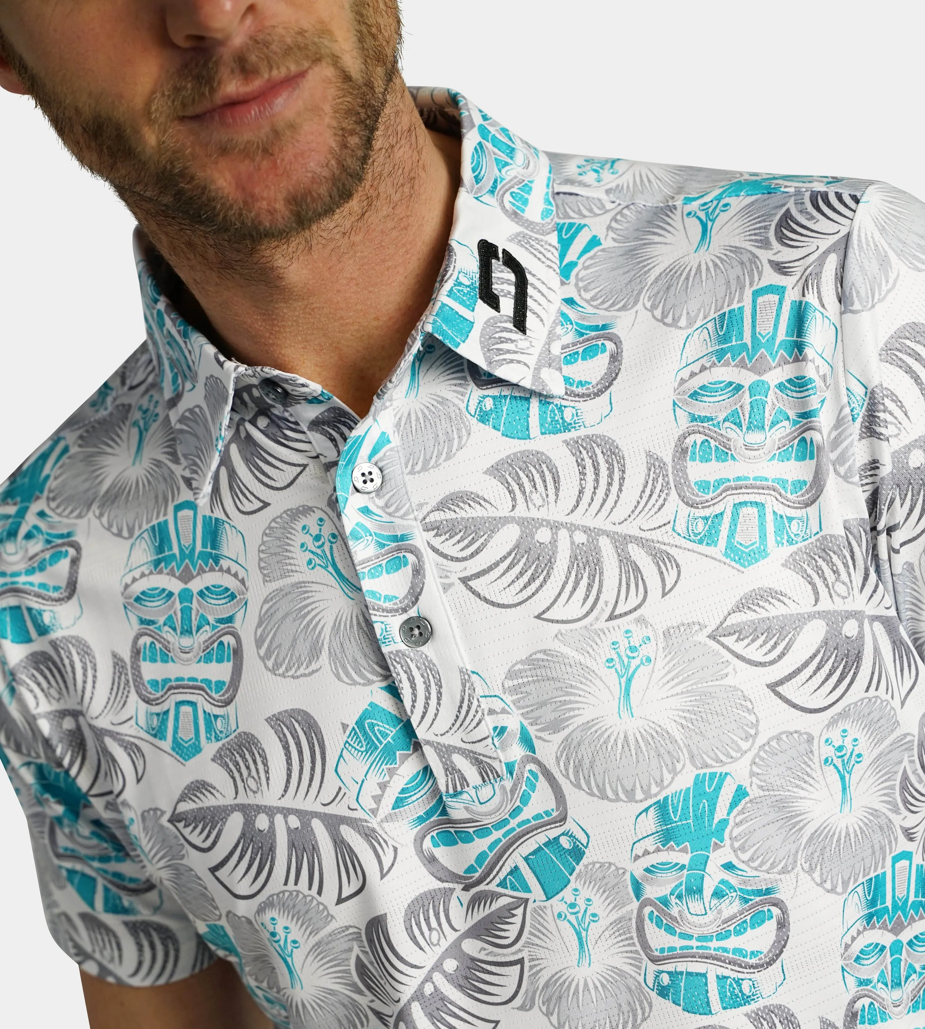 TIKI POLO - WHITE / TEAL