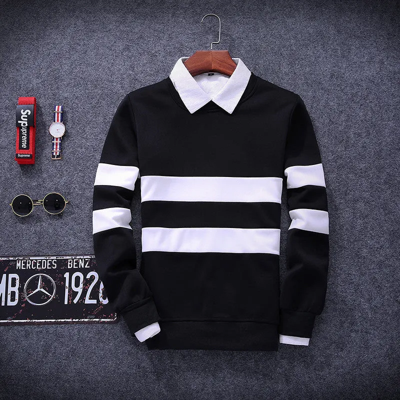 Tracksuit Men Fashion Hip Hop striped Hoodies Pullover Sweat Shirt Black Tide Hispter Men Women Moleton