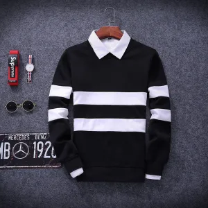 Tracksuit Men Fashion Hip Hop striped Hoodies Pullover Sweat Shirt Black Tide Hispter Men Women Moleton
