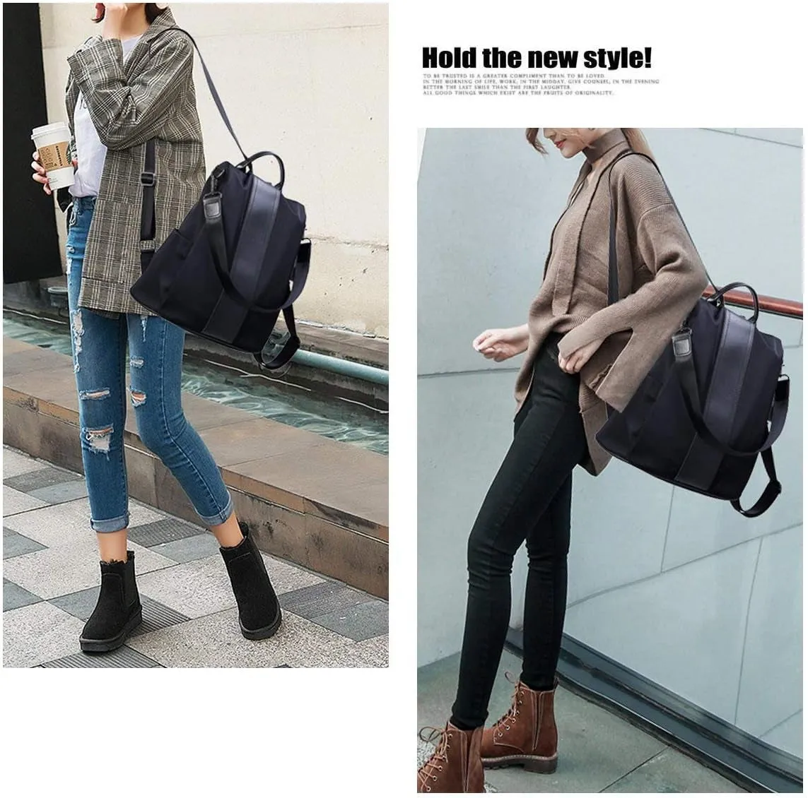 Travel Backpack for Women, Nylon Anti-theft Backpack, Waterproof Shoulder Bag