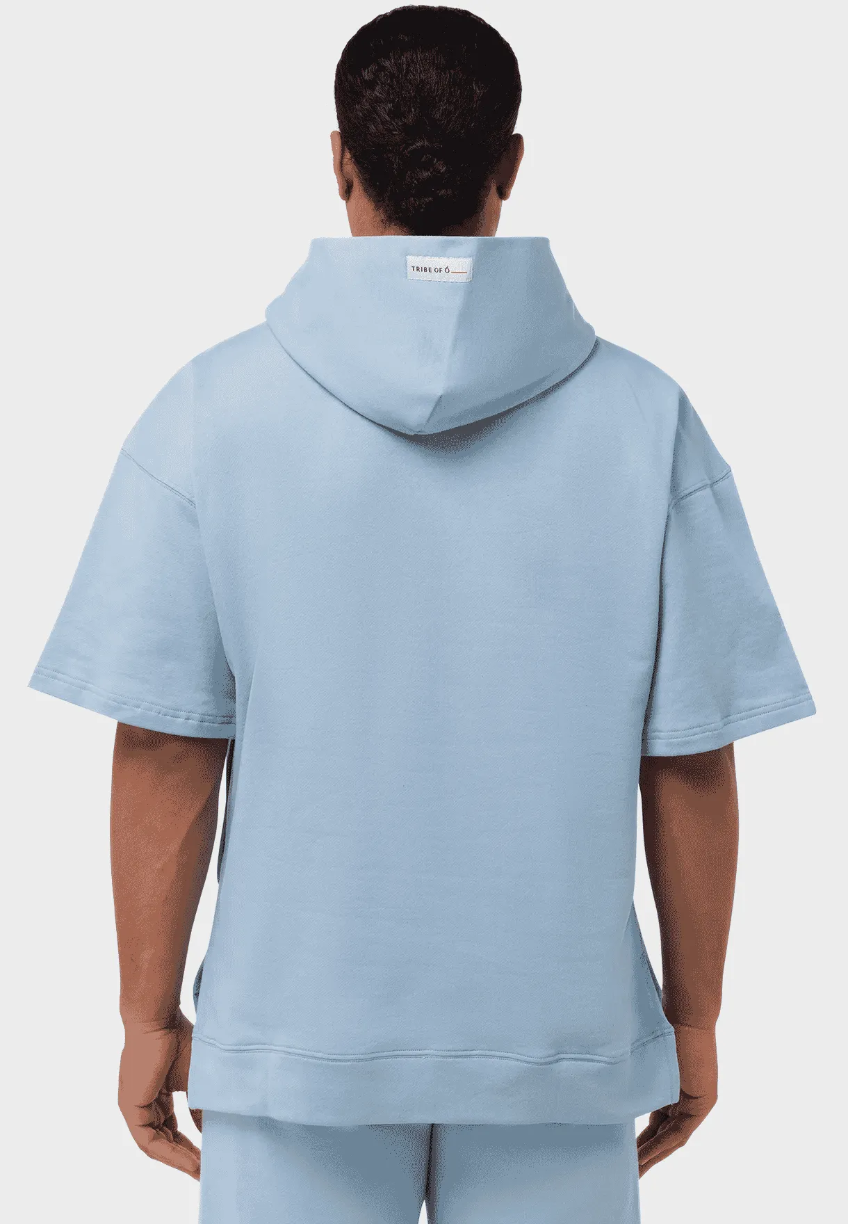 TRIBE OF 6 AZIZ ORGANIC COTTON SHORT SLEEVE 1/4 ZIP HOODIE WITH EMBROIDERY & RUBBER PRINT