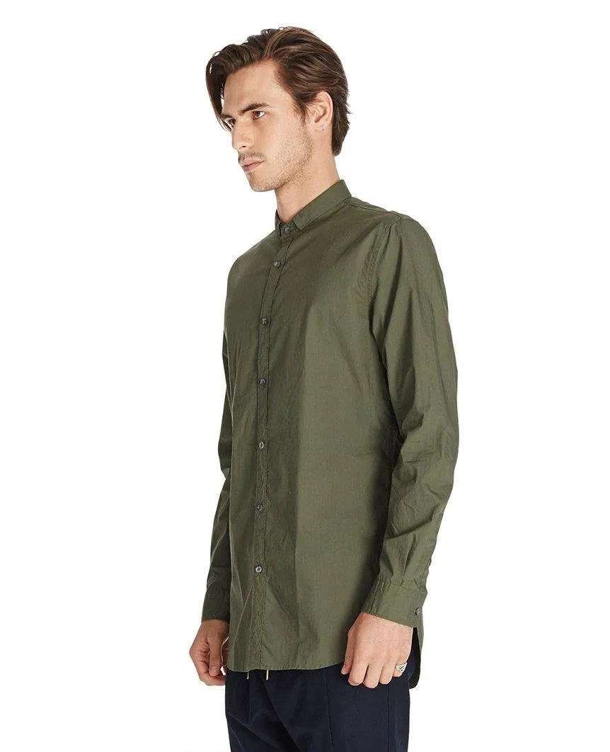 Tuck Collar LS Shirt Khaki