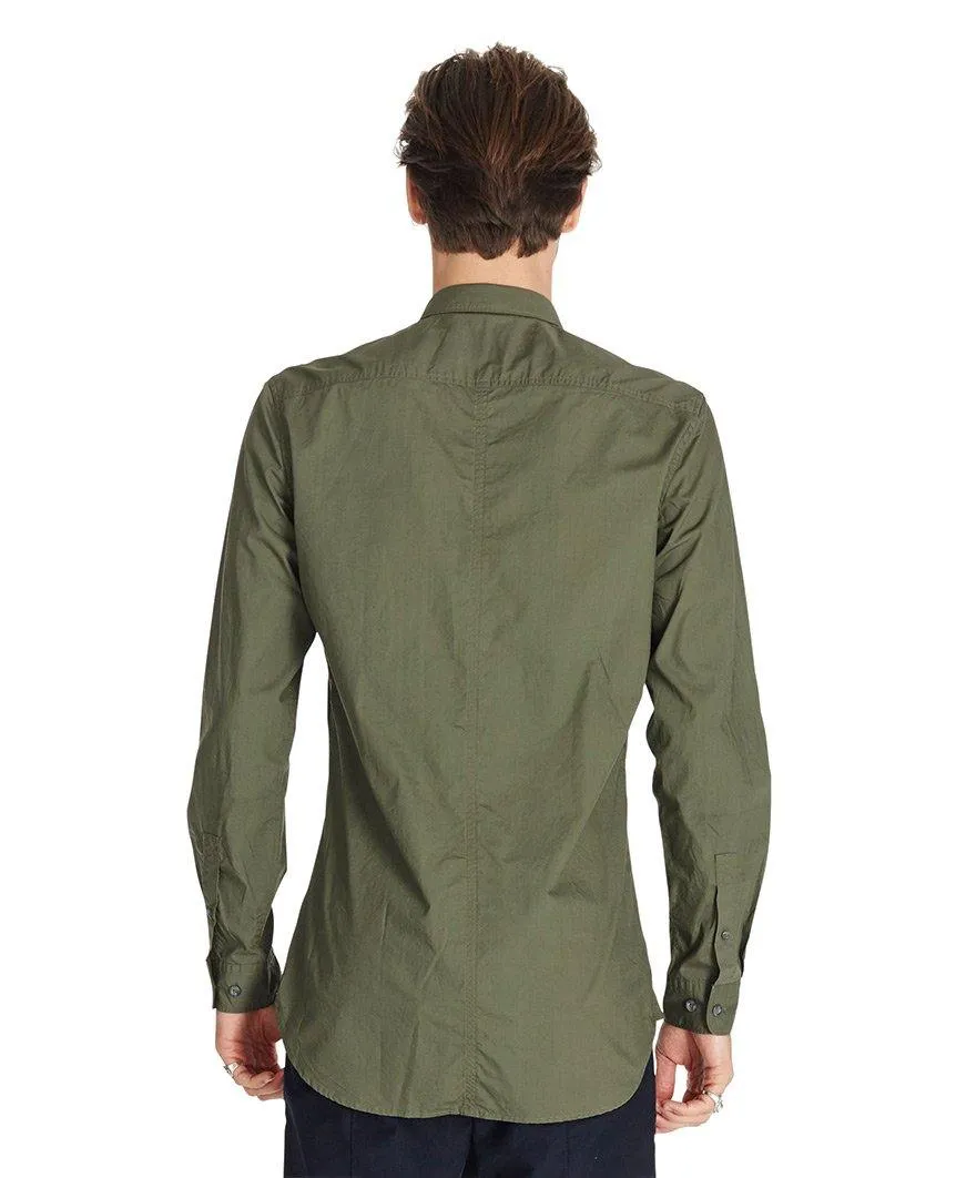 Tuck Collar LS Shirt Khaki
