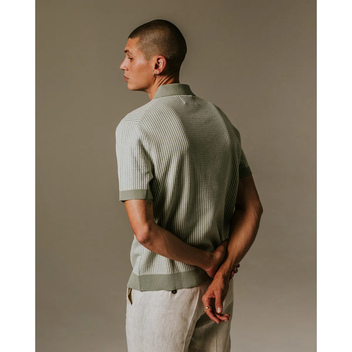Turin Polo | Ladder Stripe/Light Kakhi