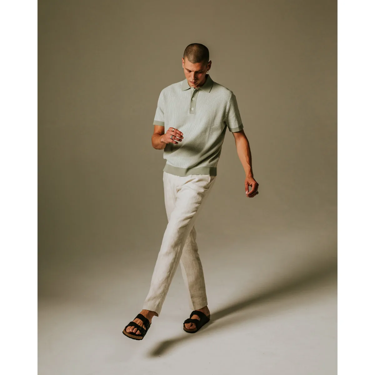 Turin Polo | Ladder Stripe/Light Kakhi