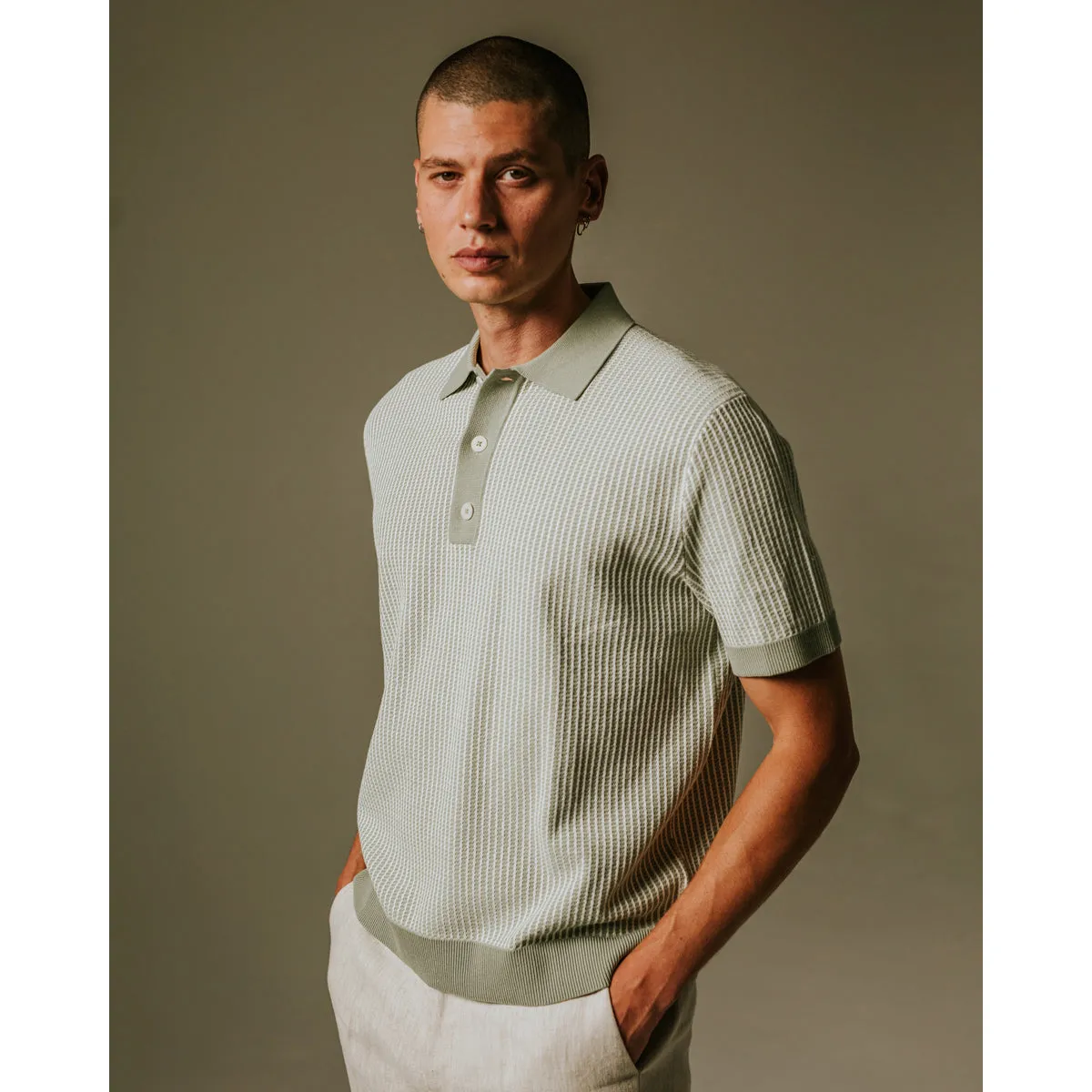 Turin Polo | Ladder Stripe/Light Kakhi