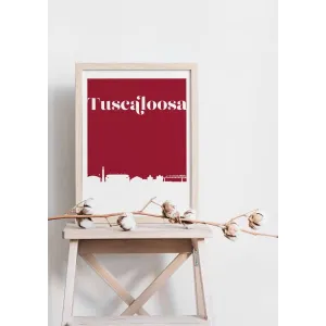 Tuscaloosa, Alabama retro inspired city skyline