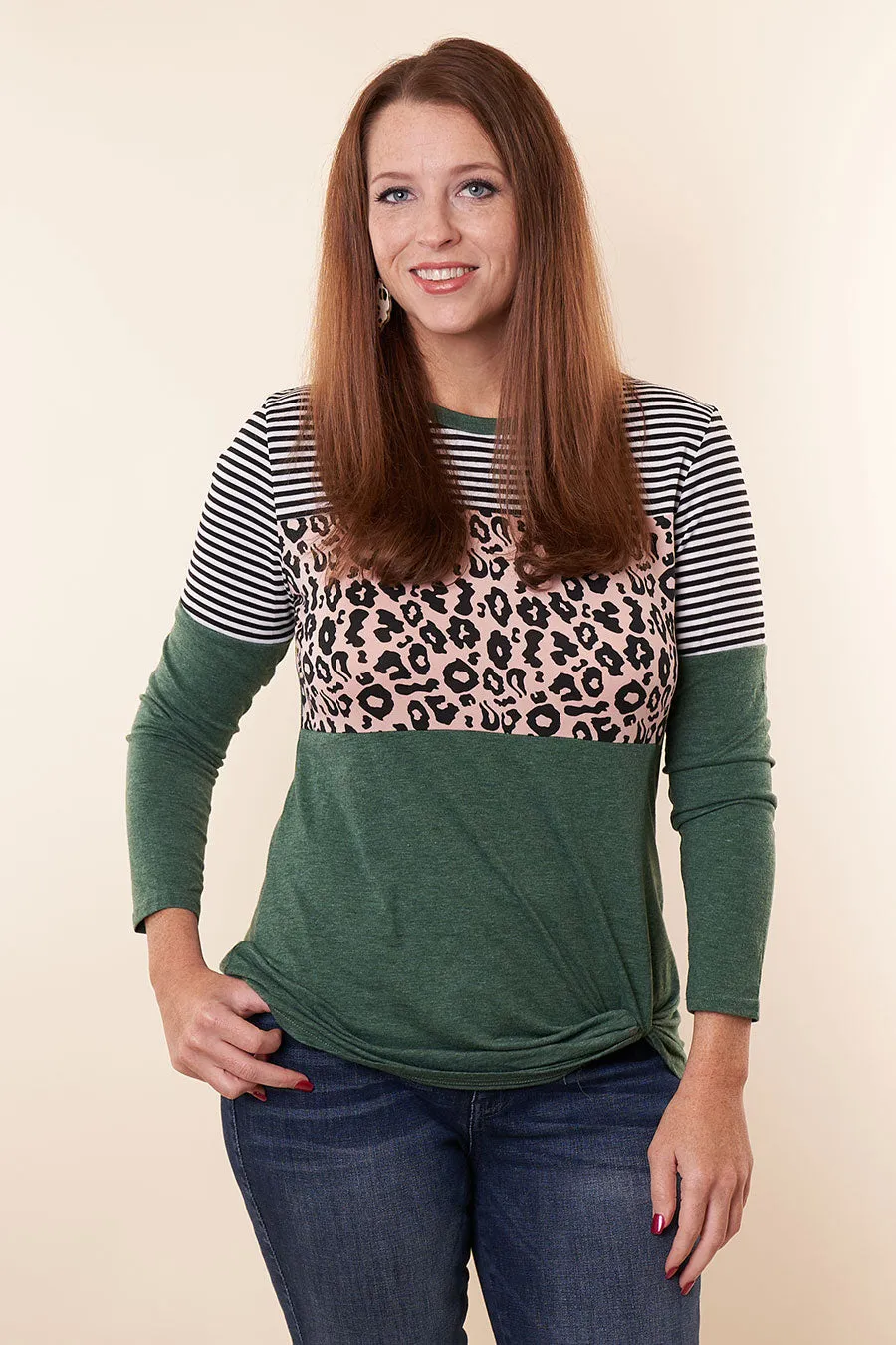 We Meet Again Leopard Color Block Top