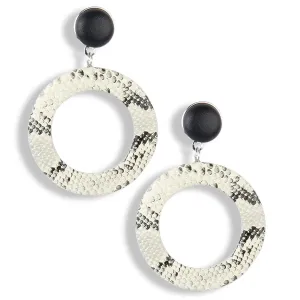 White Serpentine Open Circle Drop Earrings