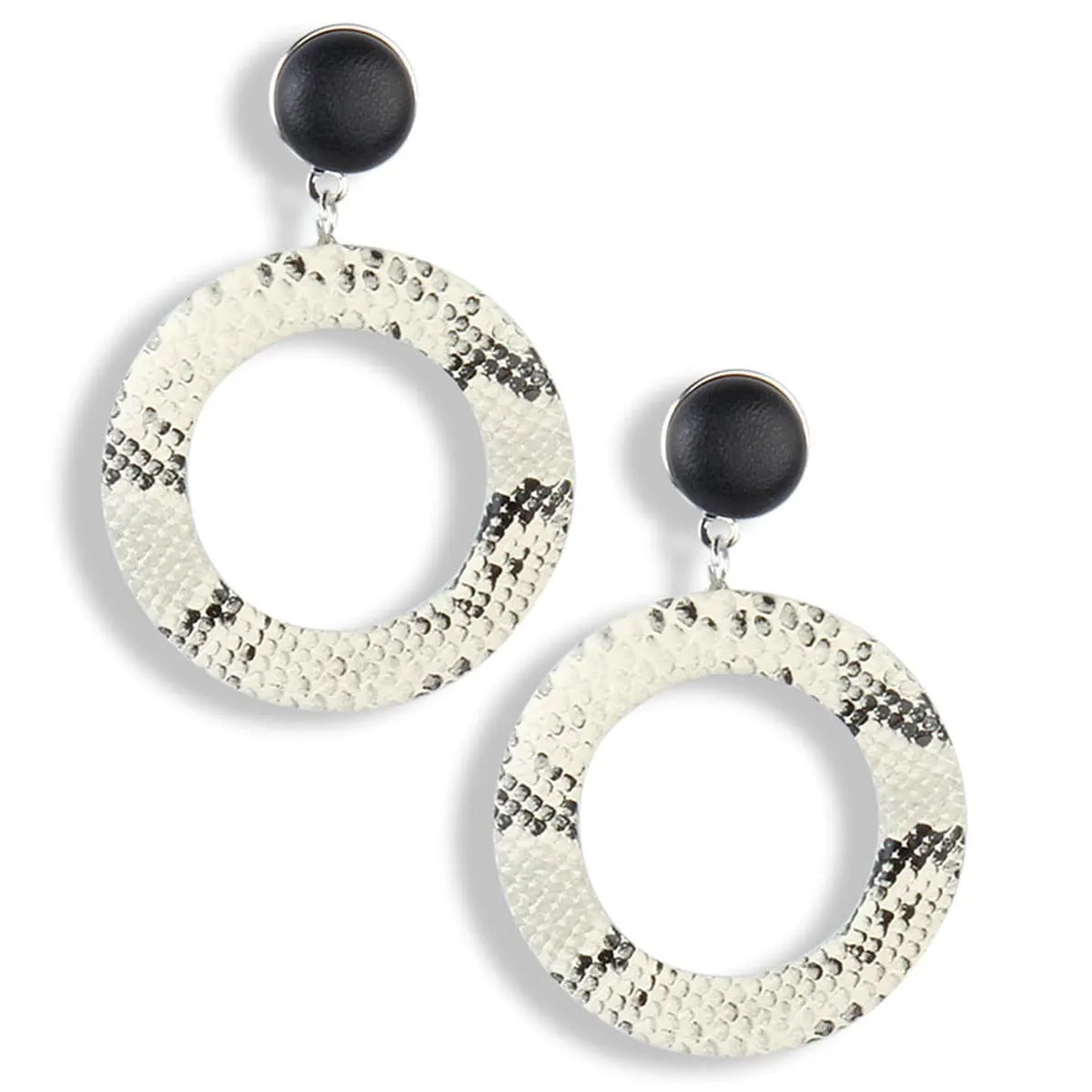 White Serpentine Open Circle Drop Earrings