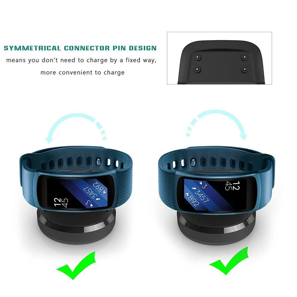Wireless Charger Portable Fast Charging Pad Stand for Samsung Gear Fit 2 black