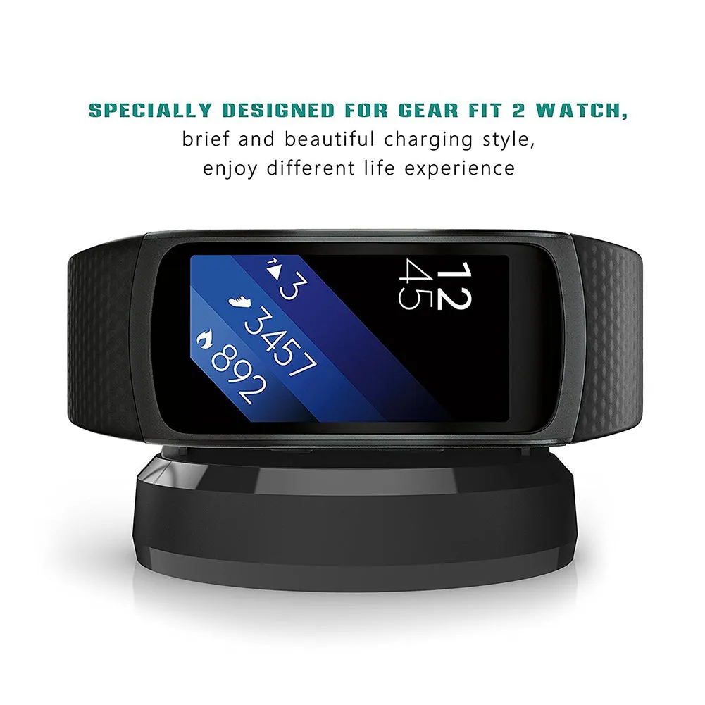 Wireless Charger Portable Fast Charging Pad Stand for Samsung Gear Fit 2 black