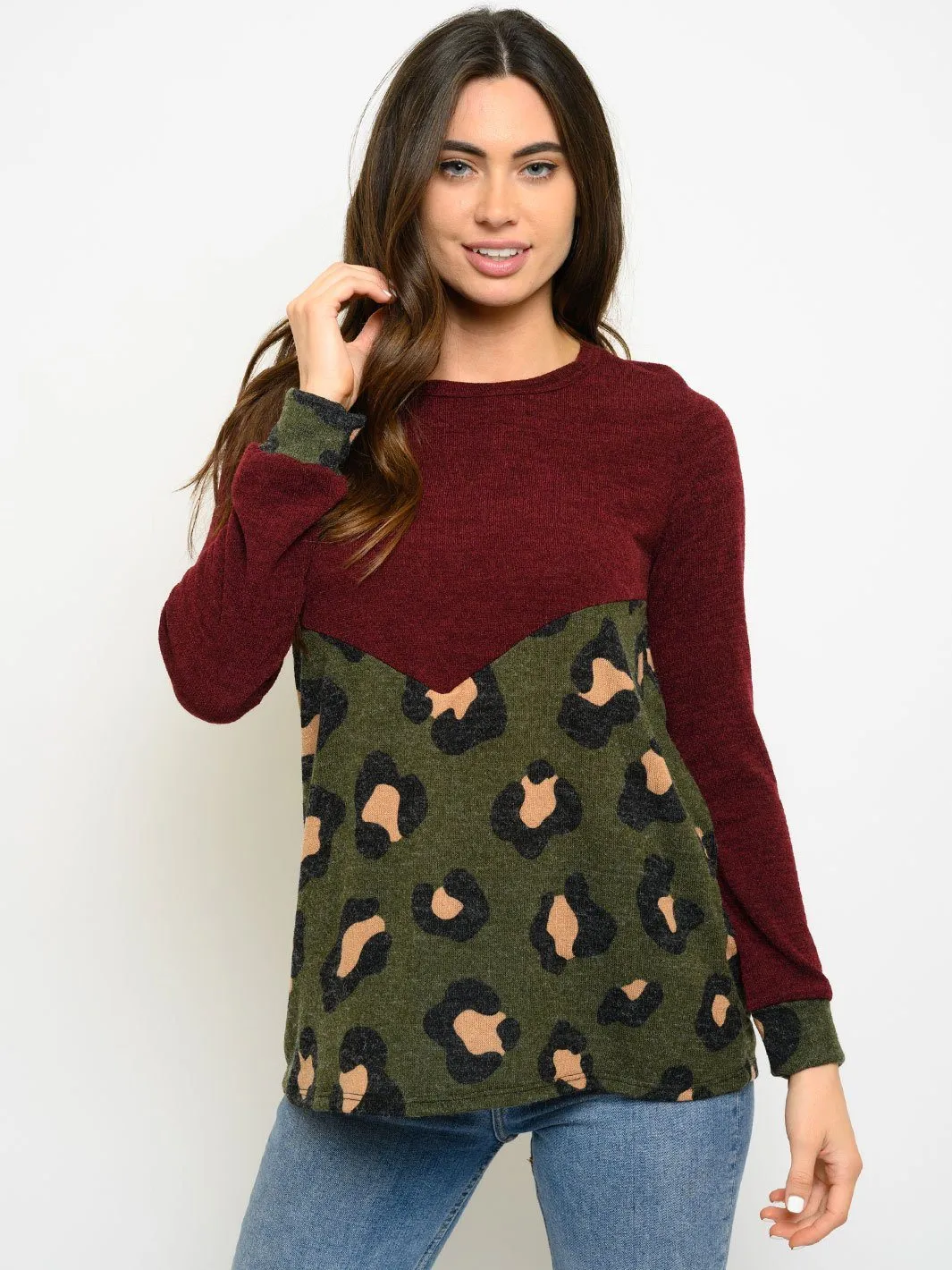 WOMEN'S ANIMAL PRINT LONG SLEEVE TOP