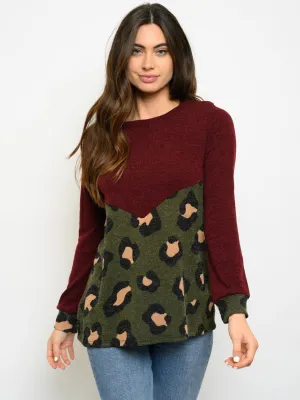 WOMEN'S ANIMAL PRINT LONG SLEEVE TOP