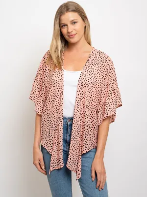 WOMEN'S FRONT TIE OPEN ANIMAL PRINT TOP