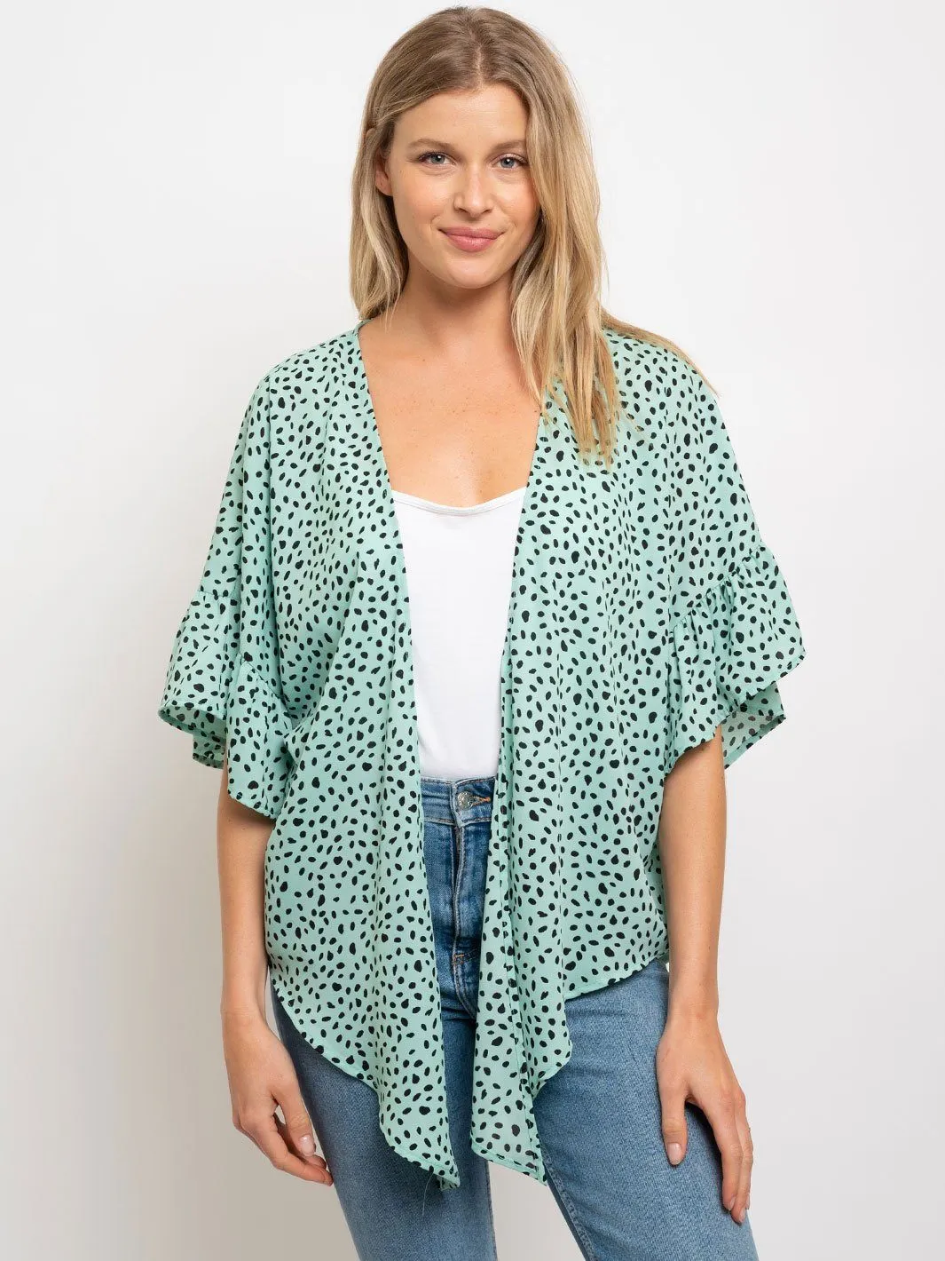 WOMEN'S FRONT TIE OPEN ANIMAL PRINT TOP