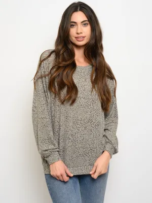 WOMEN'S LONG SLEEVE ANIMAL PRINT TOP