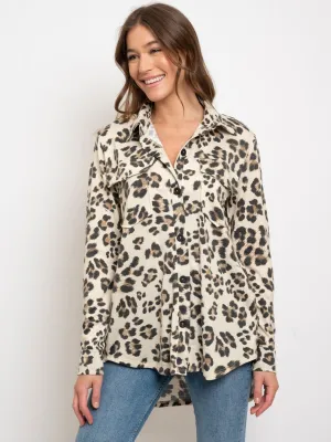 WOMEN'S LONG SLEEVE ANIMAL PRINT TOP