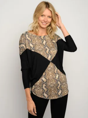 WOMEN'S LONG SLEEVE ANIMAL PRINT TOP