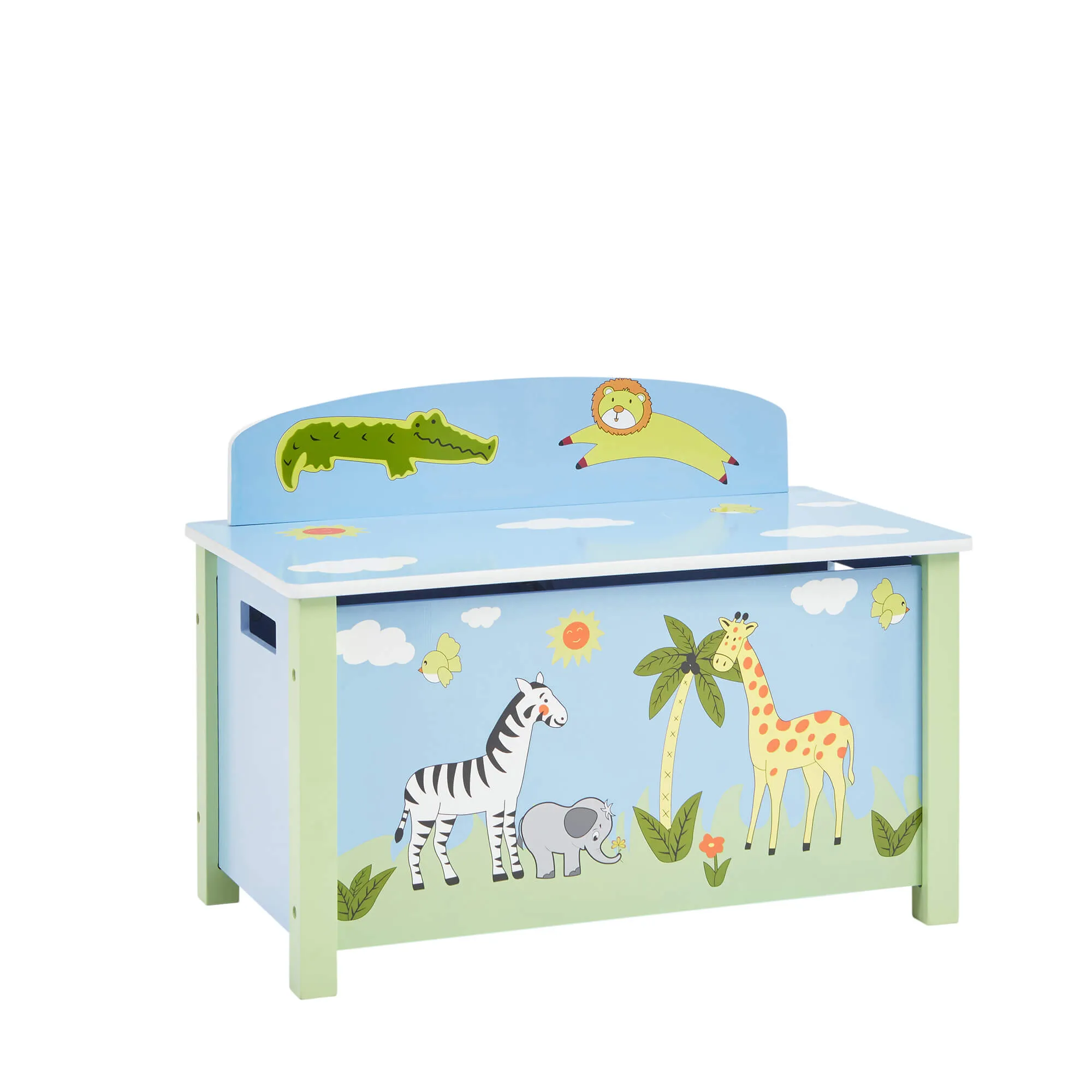 Wooden Kids Toy Box | Toy Storage | Blanket Box | African Safari Theme
