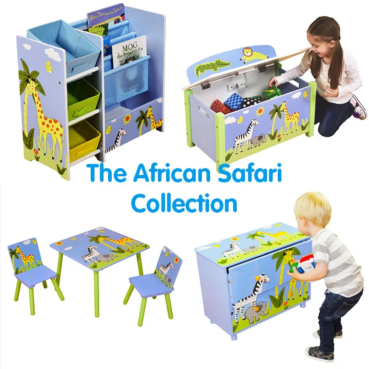 Wooden Kids Toy Box | Toy Storage | Blanket Box | African Safari Theme