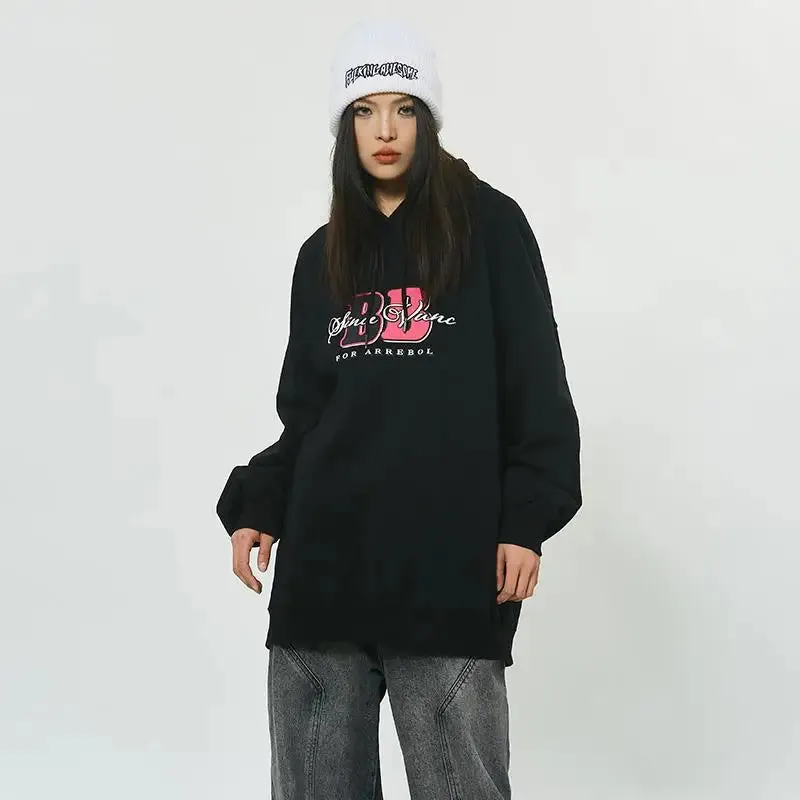 Y2K Back-to-Back Letter Print Hoodie for Trendy Streetwear Fashion
