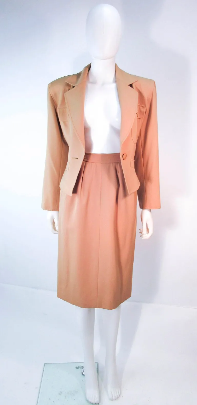 YVES SAINT LAURENT 3 pc Jacket Skirt and Trouser Khaki Suit