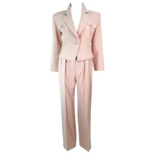 YVES SAINT LAURENT 3 pc Jacket Skirt and Trouser Khaki Suit