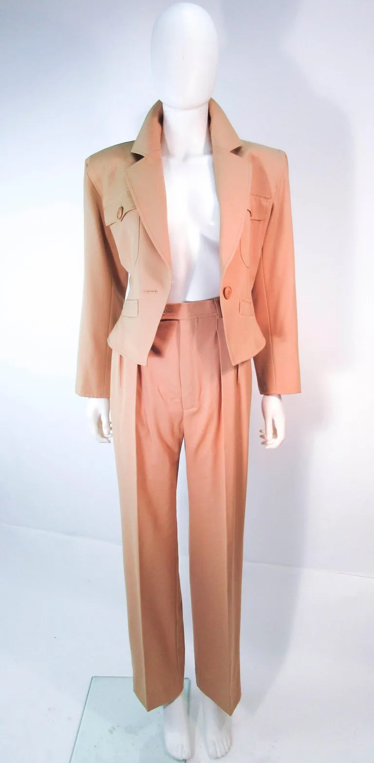 YVES SAINT LAURENT 3 pc Jacket Skirt and Trouser Khaki Suit