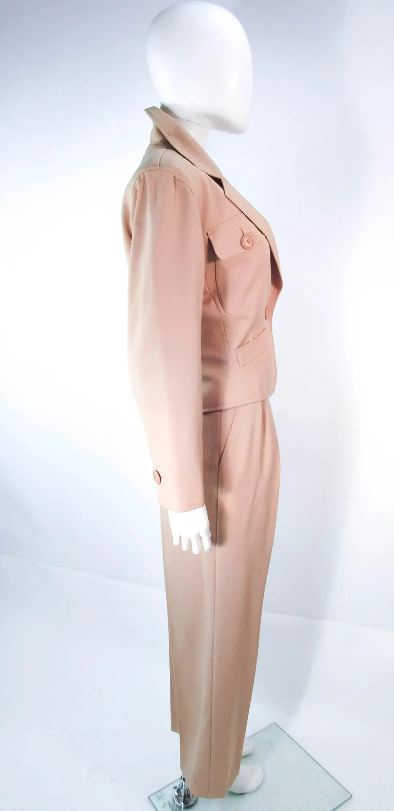 YVES SAINT LAURENT 3 pc Jacket Skirt and Trouser Khaki Suit