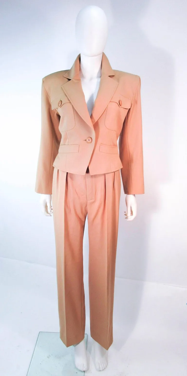 YVES SAINT LAURENT 3 pc Jacket Skirt and Trouser Khaki Suit