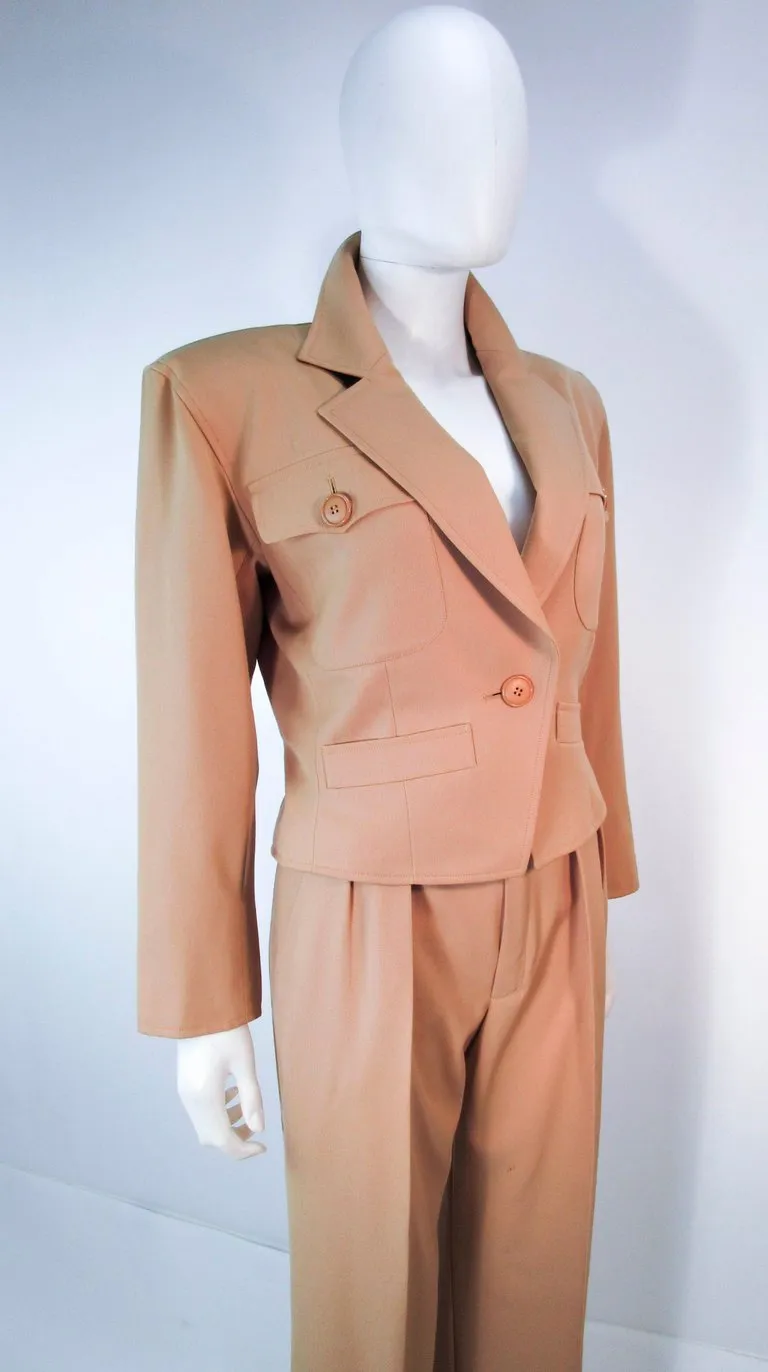 YVES SAINT LAURENT 3 pc Jacket Skirt and Trouser Khaki Suit