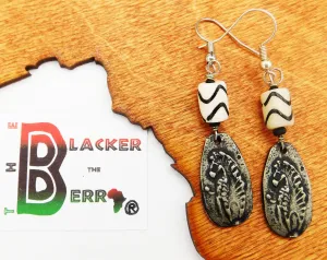 Zebra Earrings African Ethnic Pewter Jewelry Beaded Women
