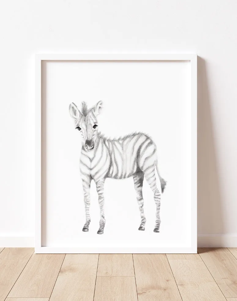 Zebra Pencil Drawing Print