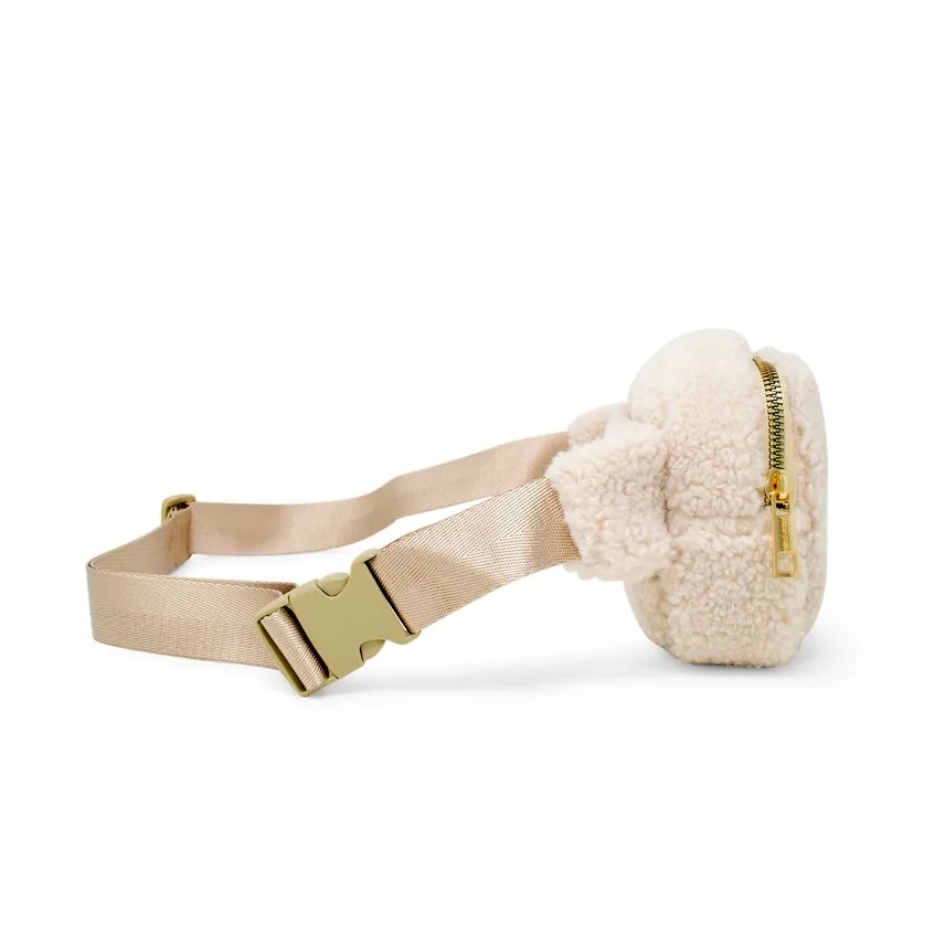 Zomi Gems Fuzzy Belt Bag w/ Heart For Kids - Beige